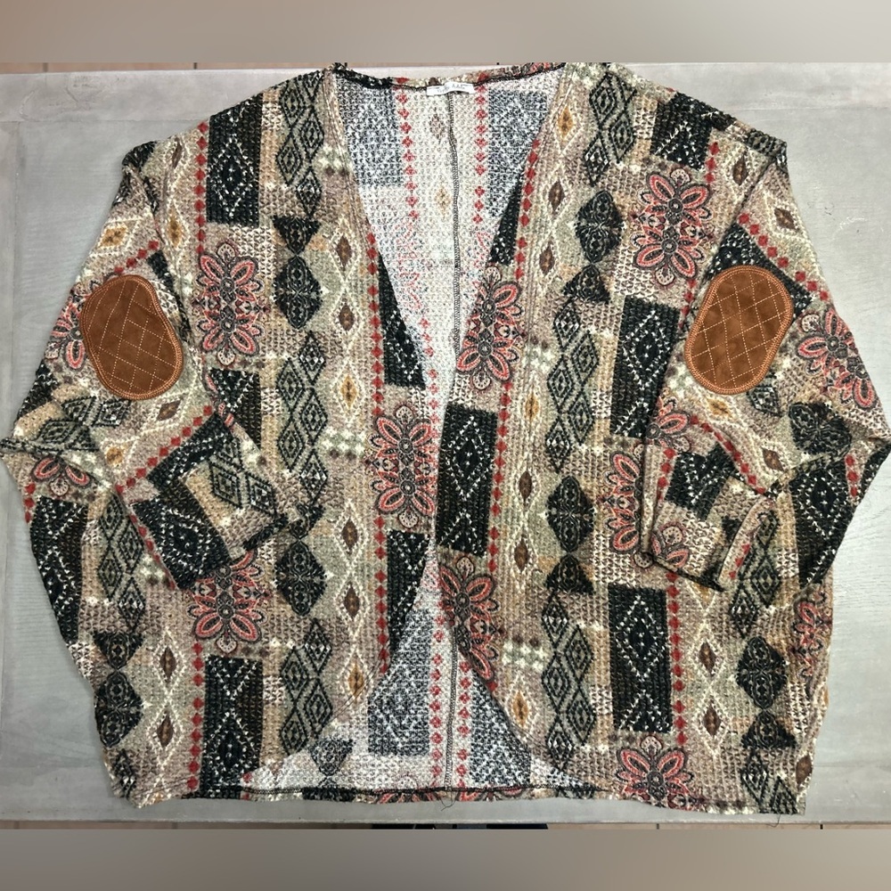 Adele B Petite 1X Cardigan 3/4 Sleeve With Elbow‎ Patches Women’s